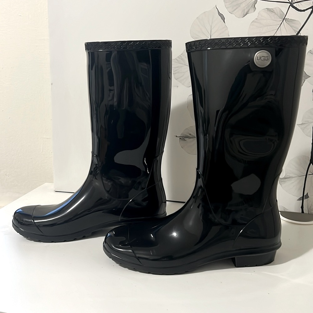 UGG patent black rain boots